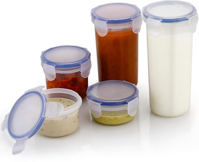 Lunariastore Plastic Pickle Jar  - 500 ml, 400 ml, 210 ml, 160 ml, 110 ml(Pack of 5, Transparent)