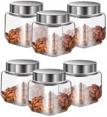 Hemtik Glass Cookie Jar  - 500 ml(Pack of 6, Clear)