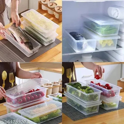 RAYORA Plastic Fridge Container  - 1500 ml(Pack of 10, Clear)