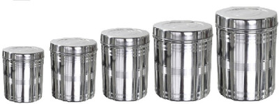 Milimercury Steel Grocery Container  - 800 ml, 1150 ml, 1500 ml, 2150 ml, 2600 ml(Pack of 5, Silver)