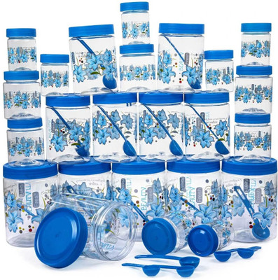 PEYTON Plastic Grocery Container  - 2000 ml, 1500 ml, 1000 ml, 750 ml, 500 ml, 250 ml(Pack of 24, Blue)