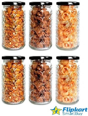 Flipkart SmartBuy Glass Grocery Container  - 400 ml(Pack of 6, Black)