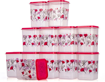 Mahadevent Plastic Grocery Container  - 1250 ml(Pack of 12, Pink)