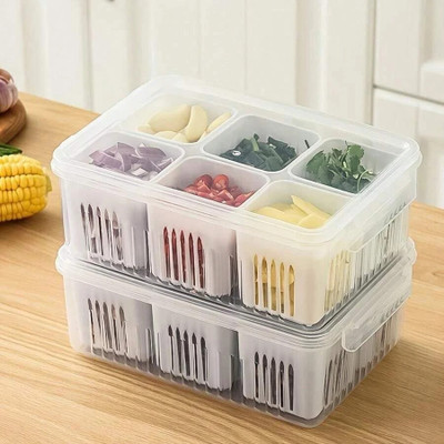 RABBITO Plastic Fridge Container  - 2200 ml(Pack of 2, White)