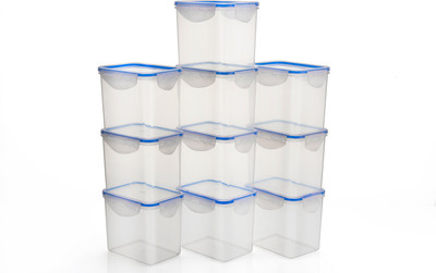 DAWAN Plastic Fridge Container  - 1000 ml(Pack of 10, Multicolor)