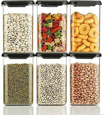 Ecodex Plastic Grocery Container  - 1200 ml(Pack of 6, Black)