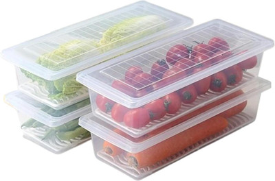 STUNNER ENTERPRISE Plastic Fridge Container  - 2000 ml(Pack of 4, Clear)