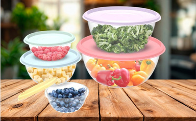 LAHANA Plastic Grocery Container  - 3000 ml(Pack of 5, Transparent)