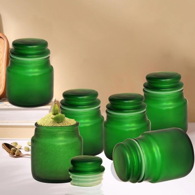 Pure Source India Glass Cookie Jar  - 110 ml(Pack of 6, Green)