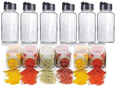 KEITSI Glass Grocery Container  - 100 ml(Pack of 6, Black)
