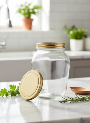 TINSUHG Pack of 1 Glass Pickle Jar - 1000 ml Clear, Gold