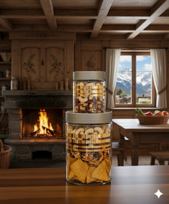 DYK Plastic Cookie Jar  - 1300 ml, 650 ml, 340 ml, 250 ml(Pack of 16, Silver)