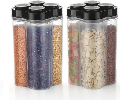 JANVY Plastic Cereal Dispenser  - 2500 ml(Pack of 2, Black)