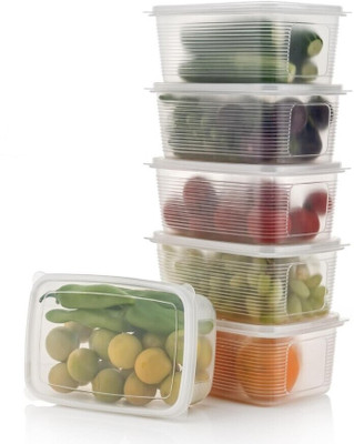 Somnath India Plastic Fridge Container  - 1850 ml(Pack of 6, Clear)