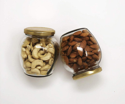 TINSUHG Glass Grocery Container  - 400 ml(Pack of 2, Clear, Gold)
