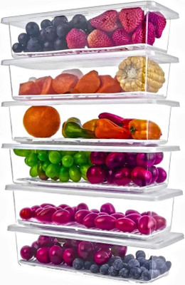 PlanetOneX Polypropylene Fridge Container  - 1.5 L(Pack of 6, White)