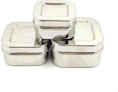 SAUBHAGYA Stainless Steel Utility Container  - 200 ml(Pack of 3, Silver)