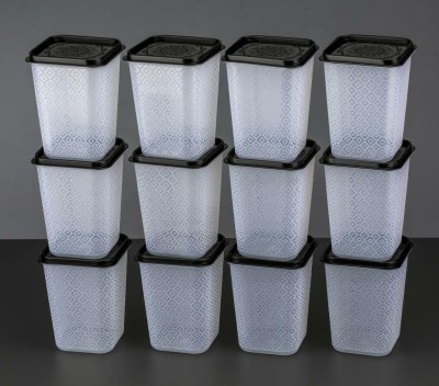 CONQUER Plastic Grocery Container  - 1100 ml(Pack of 12, Black)