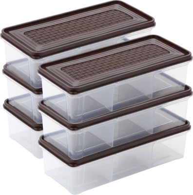EMBICON Plastic Fridge Container  - 2000 ml(Pack of 6, Brown)