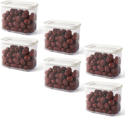 pepplo Plastic Grocery Container  - 1000 ml(Pack of 6, White)