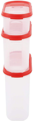 Cutting EDGE Plastic Grocery Container  - 525 ml, 1200 ml, 1800 ml(Pack of 3, Red)