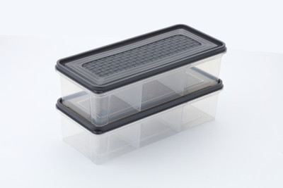 MAGICSPOON Polypropylene Fridge Container  - 1900 ml(Pack of 2, Grey, Multicolor)