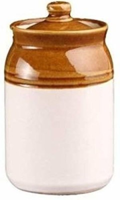 GleamSun Ceramic, Stoneware Pickle Jar  - 1000 ml(Brown, White)