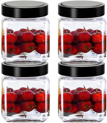 VERPHX Glass Cookie Jar  - 600 ml(Pack of 4, Clear)