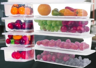 Zubix Plastic Fridge Container  - 1500 ml(Pack of 6, Clear)
