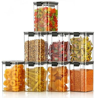 SHUBHENTERPRISE Plastic Grocery Container  - 1100 ml(Pack of 8, Black)