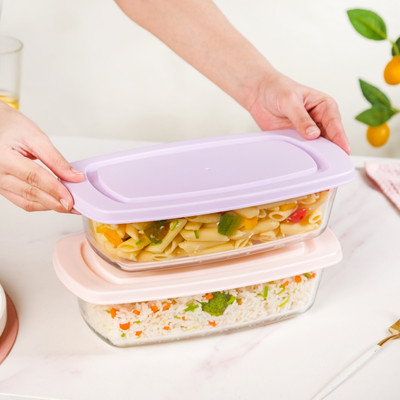 Nestasia Glass Fridge Container  - 1500 ml(Pack of 2, Purple, Pink)