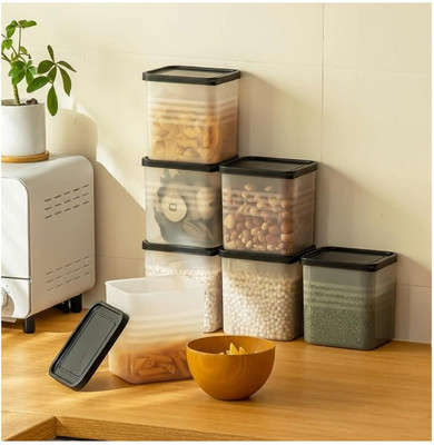 FOREWILD Plastic Fridge Container  - 1200 ml(Pack of 6, Black)