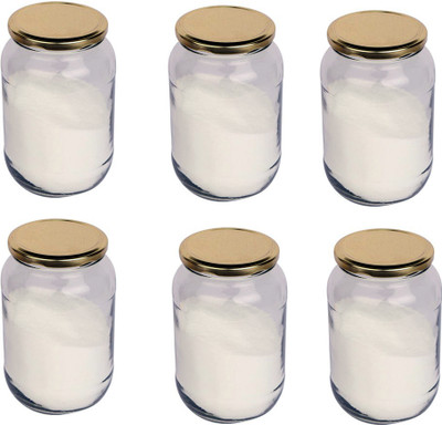 Somil Glass Cookie Jar  - 500 ml(Pack of 6, Clear)