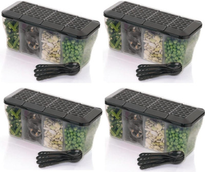 Sorath Plastic Grocery Container  - 2000 ml(Pack of 4, Black)