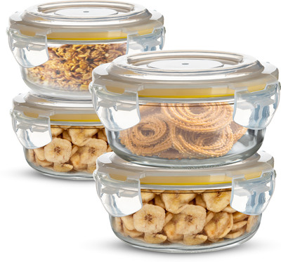 BERGNER Glass Utility Container  - 400 ml(Pack of 4, Yellow)