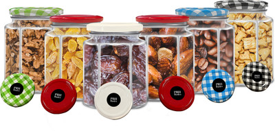 PRH Basics Glass Grocery Container  - 6000 ml(Pack of 6, Clear)