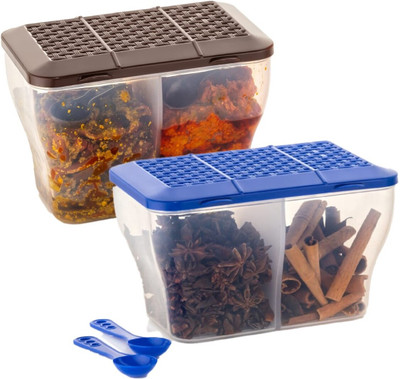 hitu Plastic Utility Container  - 2000 ml(Pack of 2, Brown, Blue)