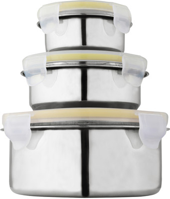 Rema Stainless Steel Utility Container  - 100 ml, 250 ml, 600 ml(Pack of 3, Silver)