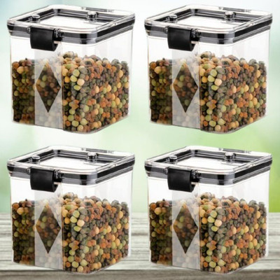 ADMONITION Plastic Bread Container  - 700 ml(Pack of 4, Black, White)