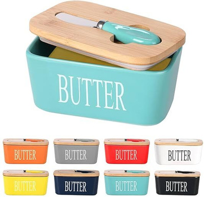 Adhunyk Ceramic, Wooden Utility Container  - 650 ml(Multicolor)