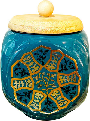 Lemon Tree Ceramic Grocery Container  - 1000 ml(Green)