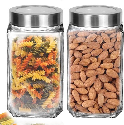 Tanlesa Glass Cookie Jar  - 1000 ml(Pack of 2, Clear)