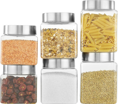 KOLORR Plastic Grocery Container  - 1200 ml, 1400 ml, 1700 ml(Pack of 6, Clear)