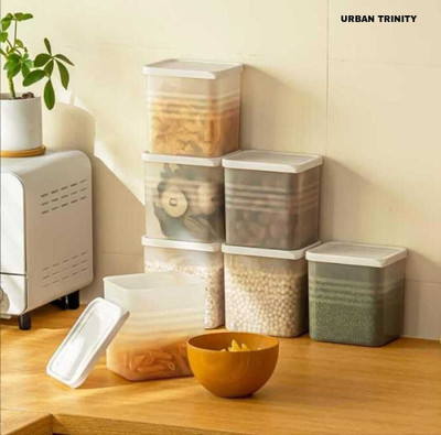 URBAN TRINITY Polypropylene Fridge Container  - 1000 ml(Pack of 6, White)