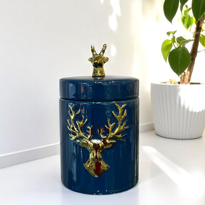 Lemon Tree Ceramic Utility Container  - 1000 ml(Blue)