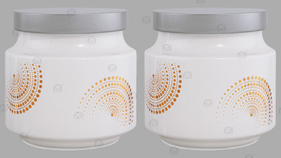 CROCO JAR Glass Grocery Container  - 600 ml(Pack of 2, Silver)