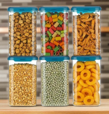 forsel Plastic Grocery Container  - 1100 ml(Pack of 6, Blue)