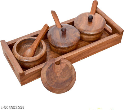 HRB Handicrafts Wooden Pickle Jar  - 300 ml(Brown)