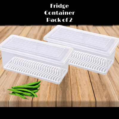 KHISKOLI Plastic Fridge Container  - 1500 ml(Pack of 2, Clear)