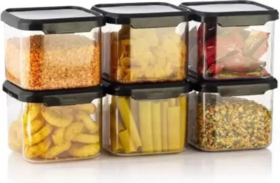 SARAZA Plastic Grocery Container  - 550 ml(Pack of 6, Black)